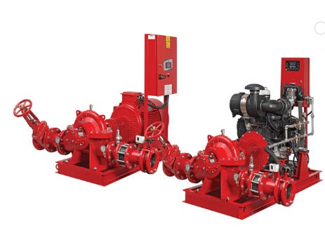 Fire protection pump set with electric and diesel drive