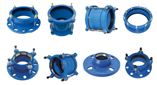 Flange adaptors and couplings for water and pipeline systems