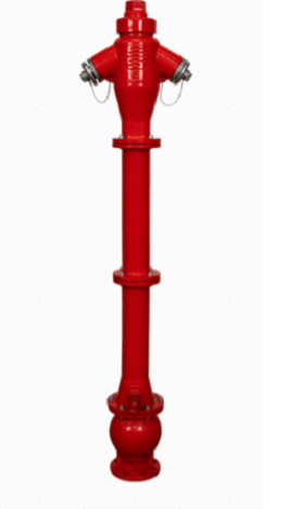 Overground fire hydrant made of ductile iron with flanged connection for fire protection systems