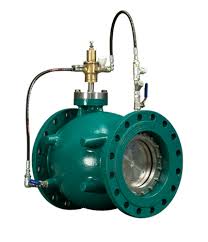 pilot controlled axial flow control valve hydraulic