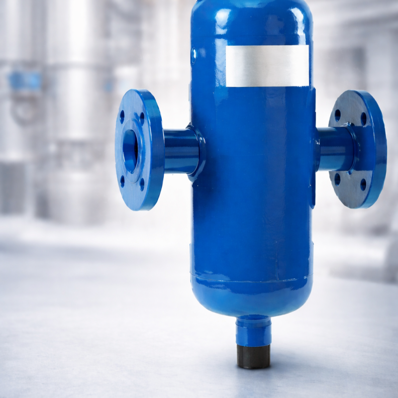 Flanged pipeline separator for removing air and dirt from water and HVAC systems