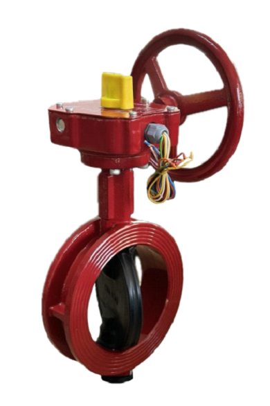 Supervisory butterfly valve gear operated fire protection valve